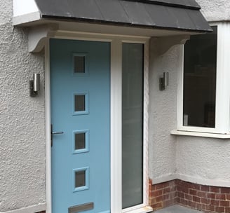 Duck Egg Blue Composite Front Door with Side Panel fitted In Bitterne, Southampton