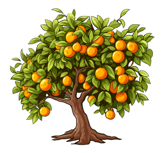 a tree with oranges on it