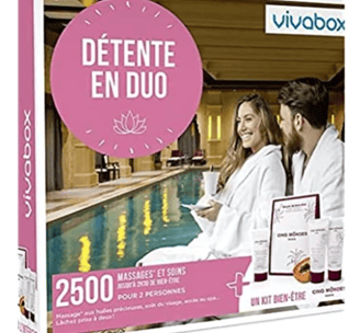  Vivabox - Coffret cadeau couple - DÉTENTE EN DUO - 2500 soins: spa, hammam, massage+ 1kit fraîcheur