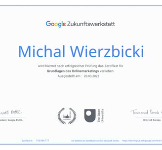 a certificate from google