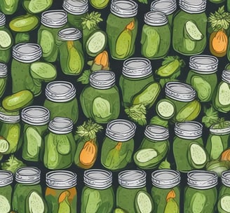 Several jars of curry paste and chutney are displayed on a wooden shelf. The labels feature decorative borders with text such as 'East Yorkshire Piccalilli', 'Ruby Curry Paste', and 'Mango, Methi & Fruit Chutney'. The jars are neatly arranged, and more bottles can be seen in the background amidst a blurred crowd.