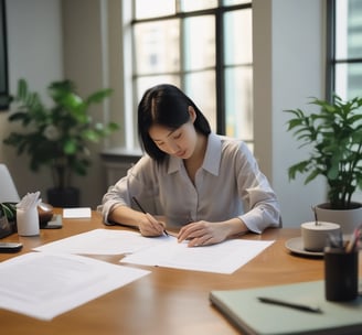 man writing on paper