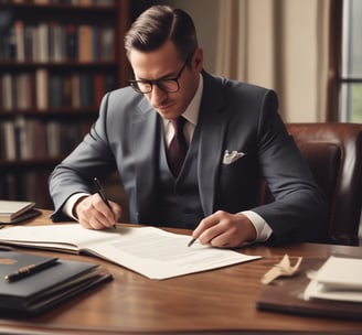 man writing on paper