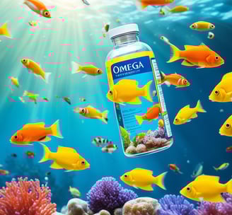 a bottle of omega fish oil is shown in this image