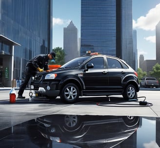 Mechanic finish with service and closed hood