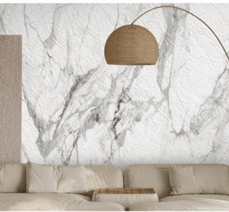 Calacatta flexistone with elegant white background and distinctive bold veining for wall deco