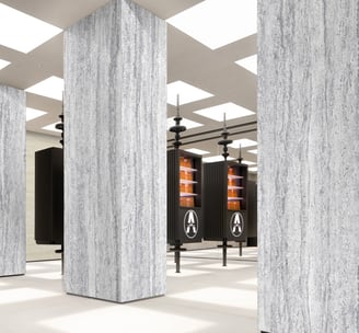 Rome Travertine sinoflexistone with 3D natural stone texture for commercial applications