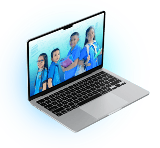 Laptop showing four students of Shelomith Learning Center, Inc.