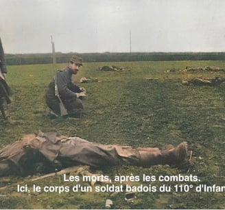Les corps des Allemands jonchent la prairie près de Vermelle