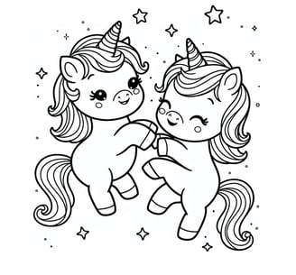 two unicorn friends coloring sheet