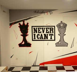 mural interior corporativo tienda de ropa