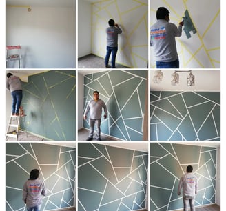 Pintura Decorativa mosaicos geométricos verde nosotros lo hacemos por tí