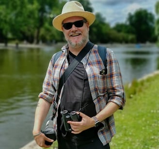 Portrait of Magnus Andersson, director at Big Smoke Birding Ltd, taken in Regent's Park, London