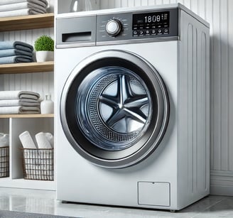 a washing machine with towels on it