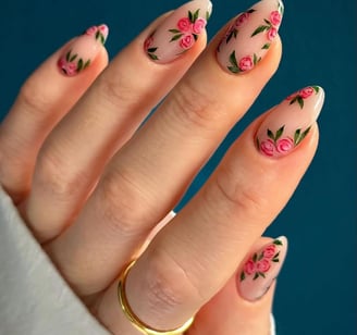 Uñas con rosas vintage