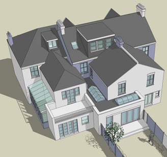 Conservation area house proposed extension 3D