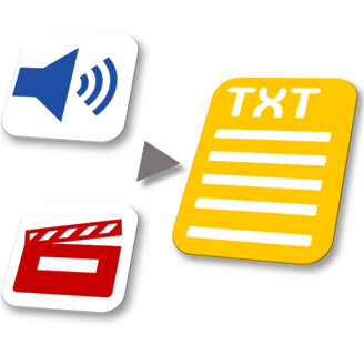 Aundio, Video and Text Document icons that represent transcription services