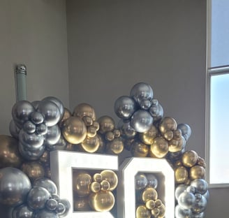 50th gold and silver marquee balloon garland backage