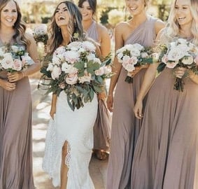 a bridesmaid bridesmaid in a wedding dress