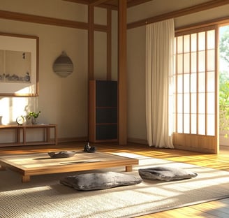Neutral living room japanese shoji screen
