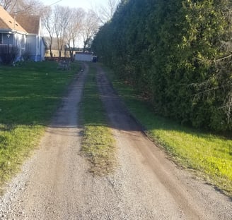 unmaintained gravel driveway