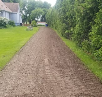 freshly graded gravel driveway