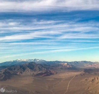 Contrast of desert and snow mountains in nevada