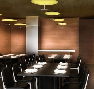 iluminación restaurante con lámparas de techo