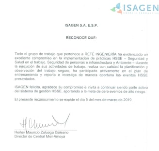 HSSE RETE INGENIERIA ISAGEN