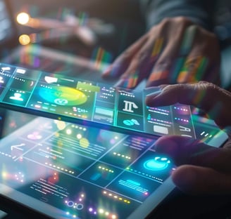 TECNOLOGÍA, FUTURO, TABLETA CON HOLOGRAMAS