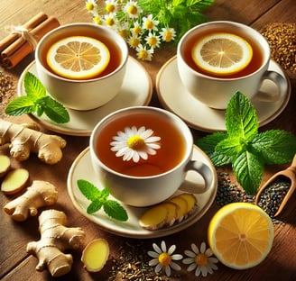 a cup of tea with lemonade and lemonade