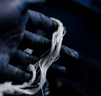 Blue hand dyed in an indigo vat