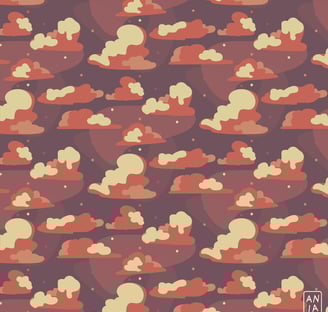Cloud vector pattern on red background
