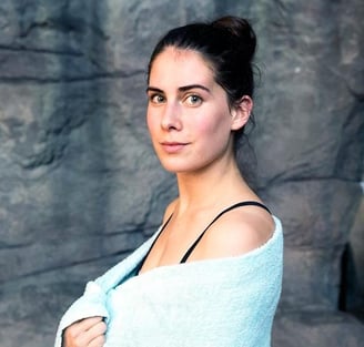 woman with a white scarf