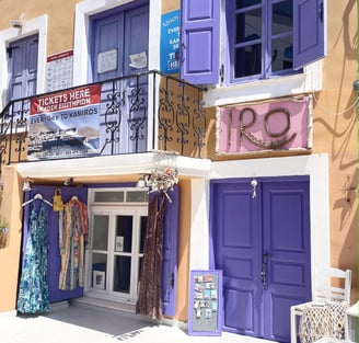 a colorful building in Rhodes Greece