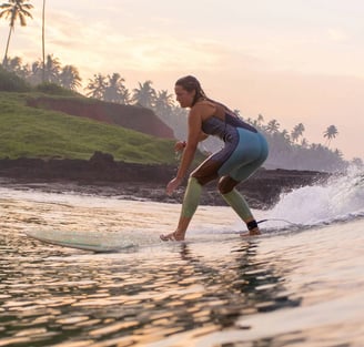 Soul & Surf India Girl Surfing in Varkala