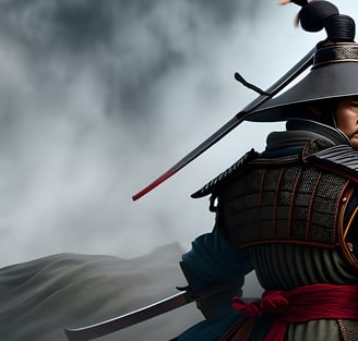 a samurai - style outfit with a sword