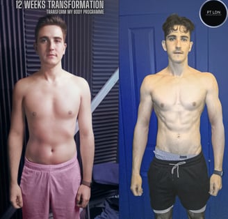 A male before and after Body Transformation
