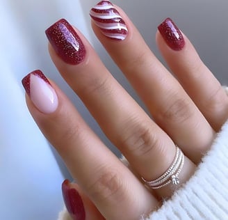 Uñas navideñas con diseño de caramelo