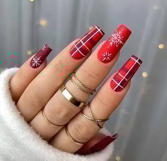 Uñas navideñas escocesas