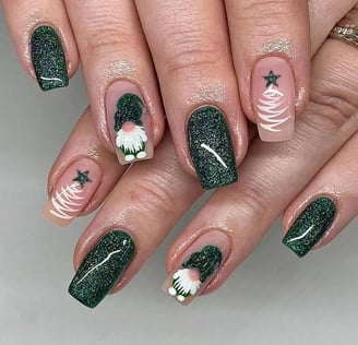 Uñas glitter verde