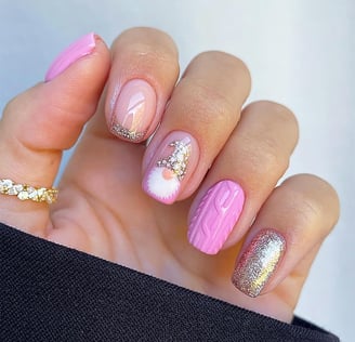 Uñas con diseño de sueter tejido