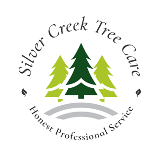 Silver creek tree care logo, honest professional service, with three trees