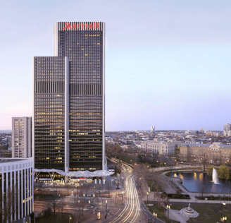 Das Hotel Marriott in Frankfurt von außen