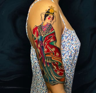 This is a Traditional Japanese Tattoo based in the godest Amaterasu