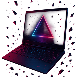 Gaming Laptop in a cyberpunk theme with small fragments