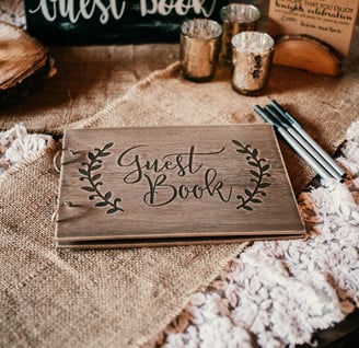 a guest book with a guest book on it