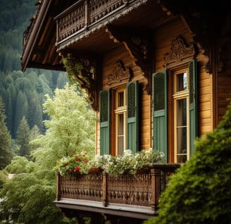 traditional architecture of a chalet in the French Alps