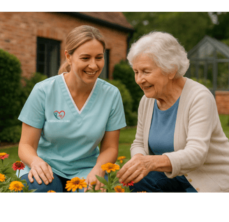 cherished care live-in carer and a woman given homecare
