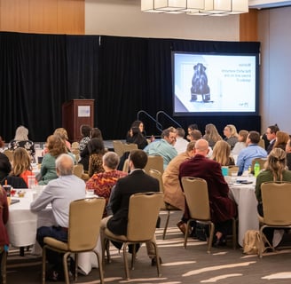 Speaker presenting at Unleashing Radiance leadership event with engaged audience